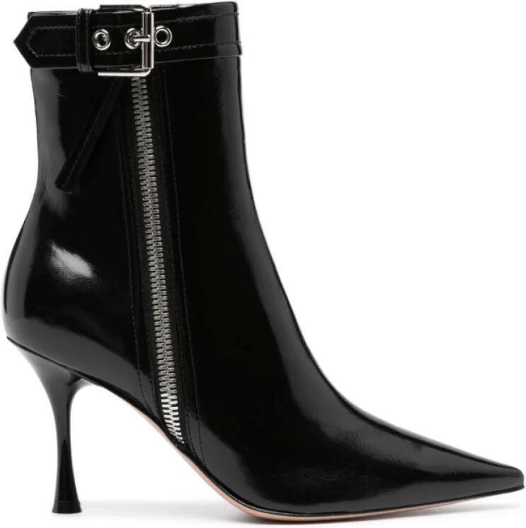 Gianvito Rossi Zwarte leren enkellaarzen met stilettohak