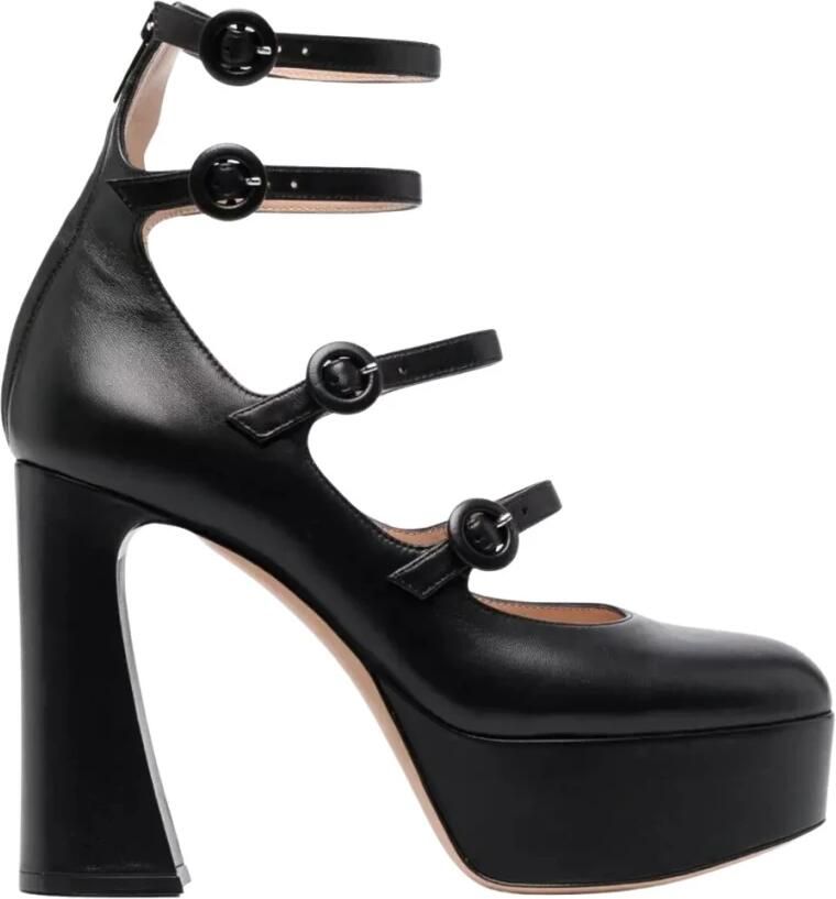 Gianvito Rossi Zwarte Leren Platform Pumps