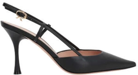 Gianvito Rossi Zwarte Leren Slingback met Stiletto Hak