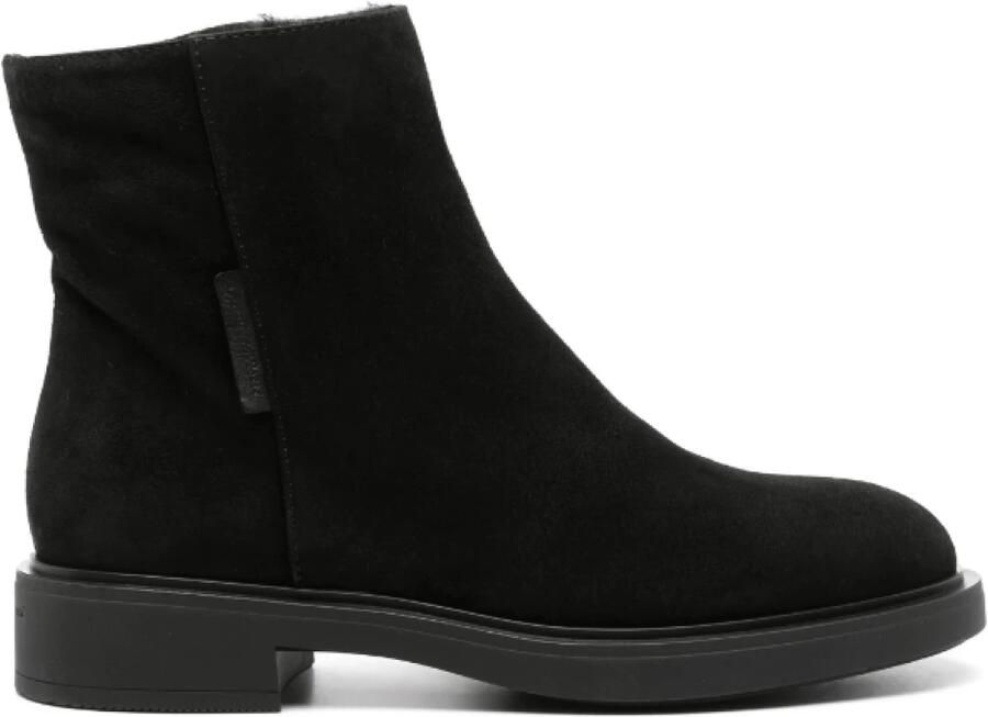 Gianvito Rossi Zwarte Shearling Gevoerde Suède Enkellaarzen