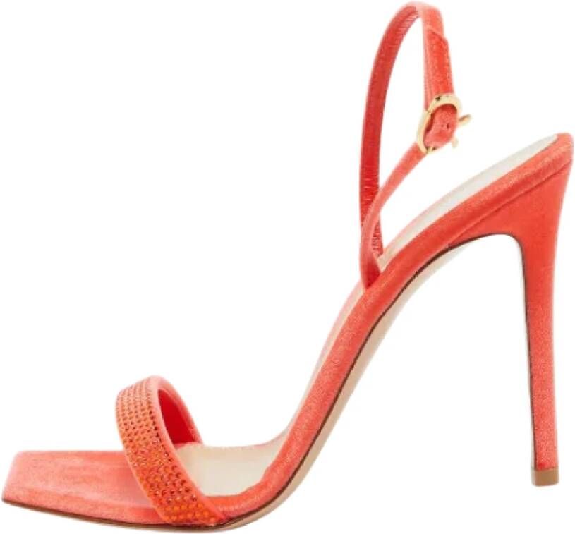 Gianvito Rossi Pre-owned Velvet sandals Orange Dames