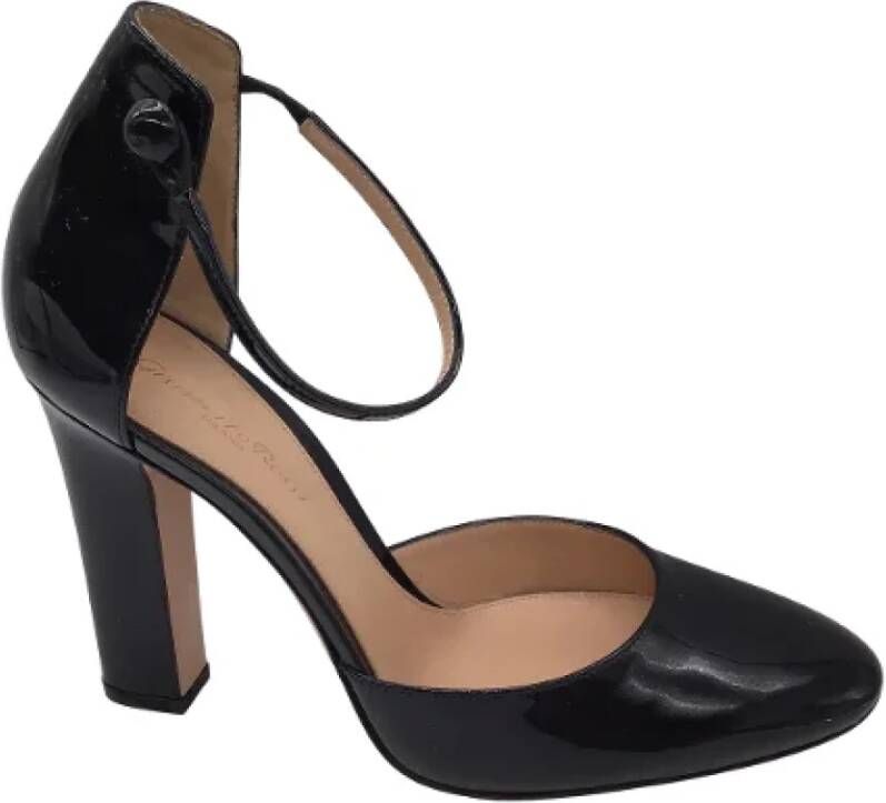 Gianvito Rossi Pre-owned Zwarte Lakleren Enkelband Hakken Black Dames