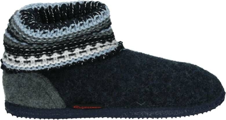 Giesswein Blauwe Gesloten Pantoffels met Bontvoering