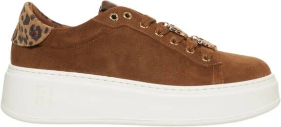 Gio+ Bruine Sneakers met Plateauzool