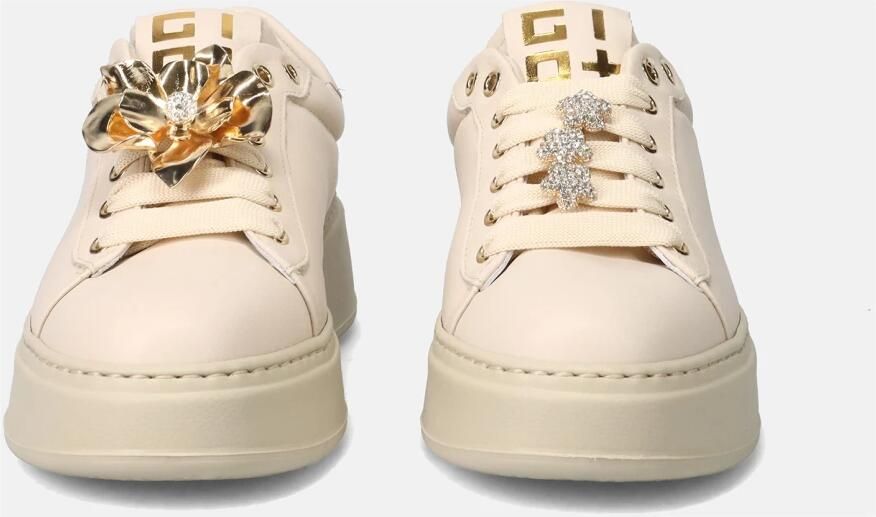 Gio+ Roomkleurig Kalfsleer Rhinestone Sneakers