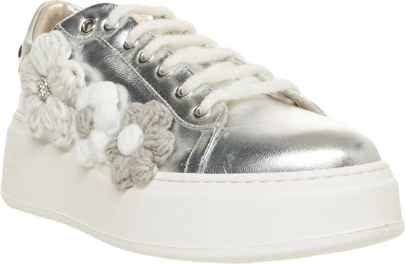 Gio+ Zilveren Bloemen Sneakers voor Vrouwen