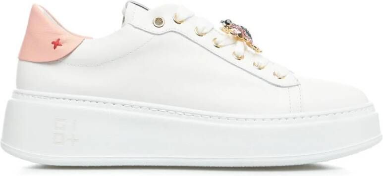 Gio+ Italiaanse Sneakers met Contrasterende Hiel White Dames