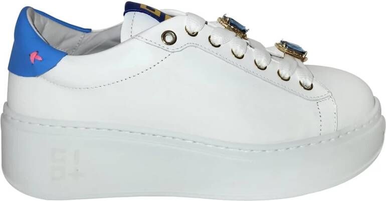 Gio+ Italiaanse Wit Blauwe Platform Sneakers White Dames