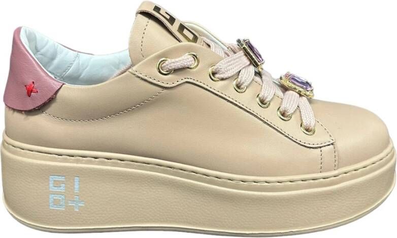 Gio+ Leren Sneakers met Verhoogde Rubberen Zool Pink Dames