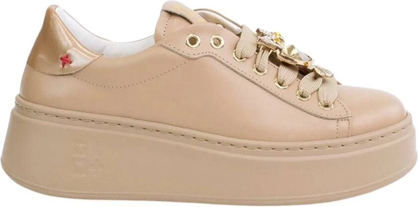 Gio+ Nude Leren Platform Sneakers