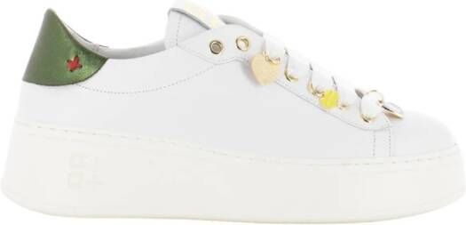 Gio+ Pia Combi Wit Groen Leren Sneakers White Dames