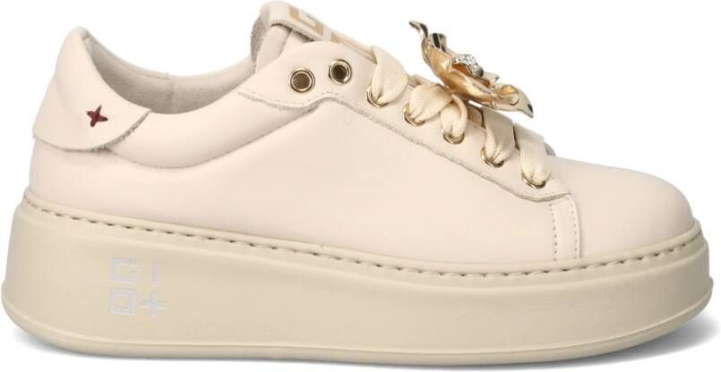 Gio+ Roomkleurig Kalfsleer Rhinestone Sneakers