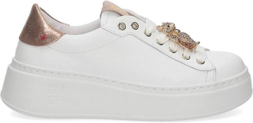 Gio+ Witte leren kattenaccessoire sneakers