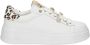Gio+ Witte leren sneakers met luipaardprint - Thumbnail 1