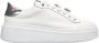 Gio+ Witte sneakers van kalfsleer met zilveren details White Dames - Thumbnail 4