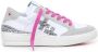 Gio+ Witte leren sneakers met zilveren glitter - Thumbnail 1