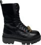 Gio+ Zwarte leren enkellaarzen met gouden detail Black Dames - Thumbnail 1