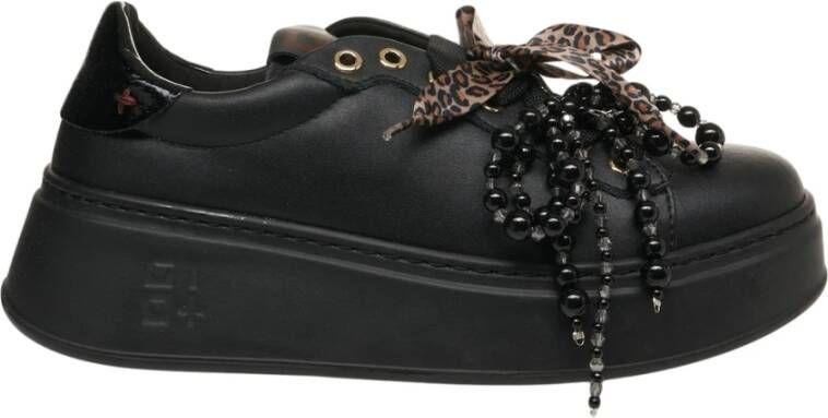 Gio+ Zwarte Platform Sneakers met Parel Details