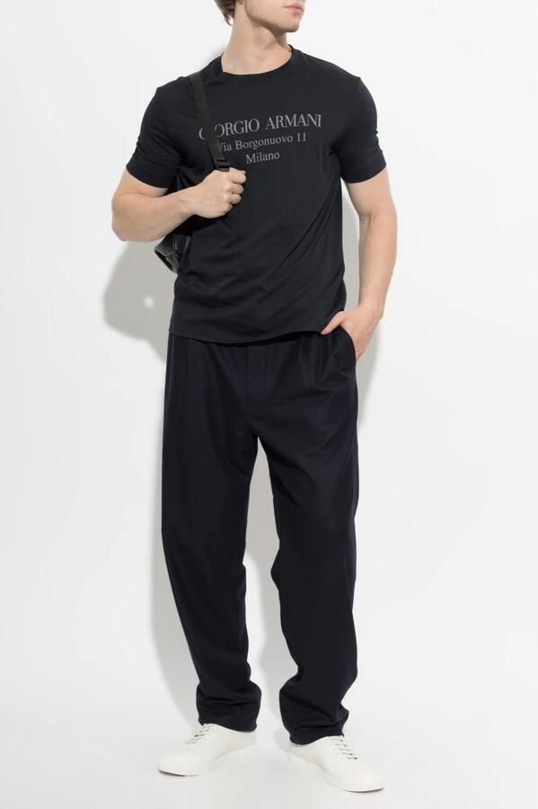 Giorgio Armani Leren sportschoenen met logo-reliëf - Foto 4