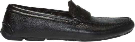 Giorgio Armani Lederen slip-on schoenen Black Heren