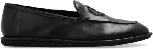 Giorgio Armani Leren schoenen met logo Black Heren