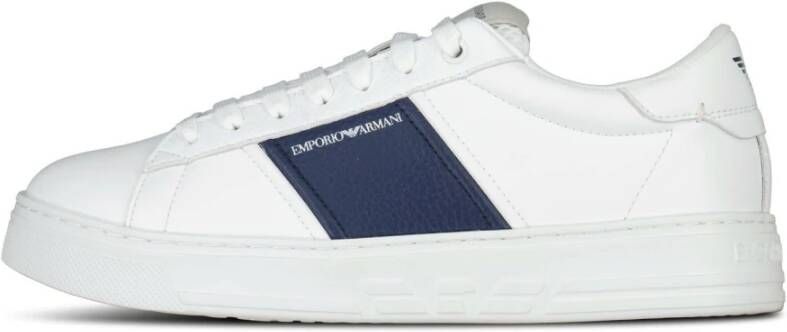 Emporio Armani Leren Heren Sneakers Stijlvol en Comfortabel White Heren