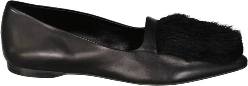 Giorgio Armani Luxe leren loafers met bontdetail Black Dames