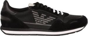 Emporio Armani men& schoenen suede trainers sneakers Zwart Heren