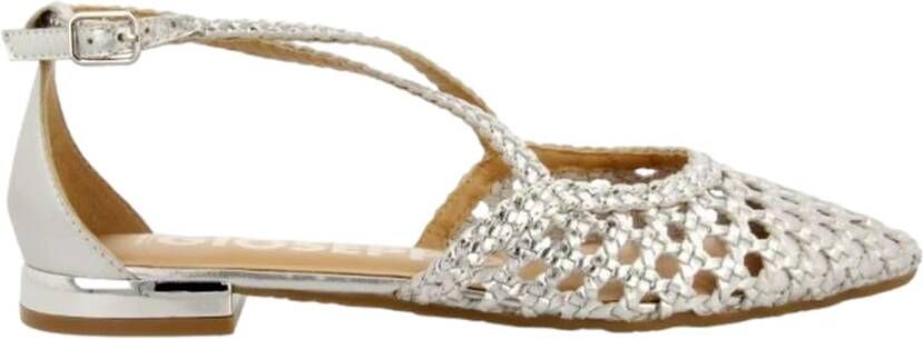 Gioseppo Gevlochten Leren Ballet Flats Gray Dames