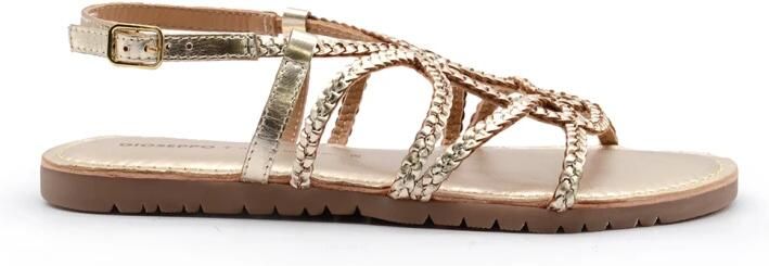 Gioseppo Gouden leren sandalen Handgeweven