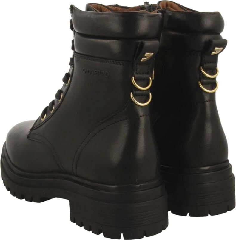 Gioseppo Zwarte leren militaire stijl laarzen