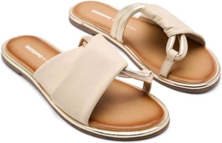 Gioseppo Platte leren sandalen met metallic detail