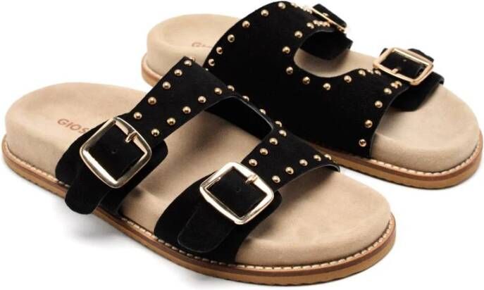 Gioseppo Sandalen van leer met studs en dubbele gesp