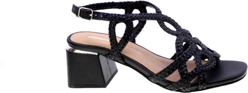 Gioseppo Zwarte geweven enkelband sandalen