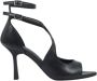Gisel Moire Zwarte leren hoge hak sandalen Black Dames - Thumbnail 1