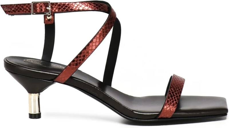 Giuliano Galiano Bordeaux Leren Sandalen met Vierkante Neus