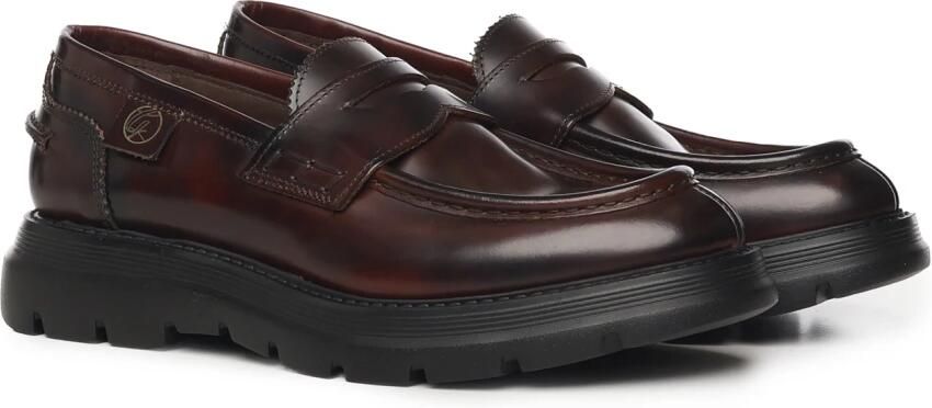 Giuliano Galiano Bruine Leren Platte Schoenen