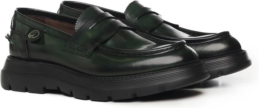 Giuliano Galiano Groene Leren Platte Schoenen