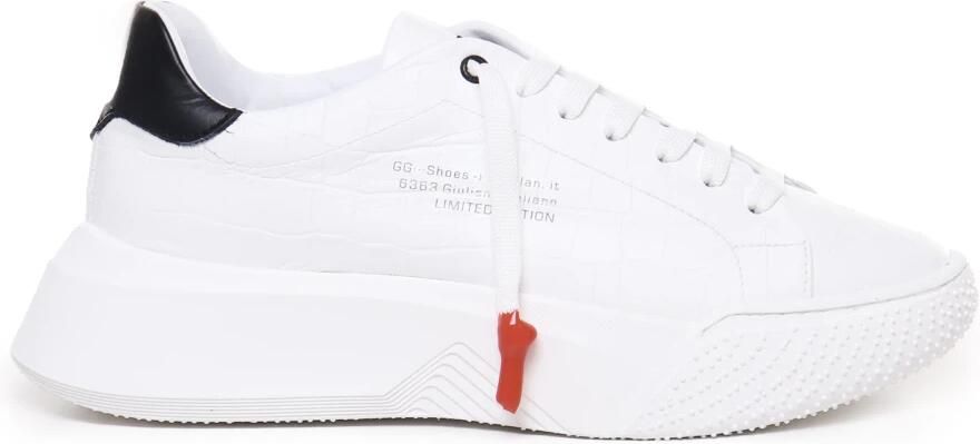 Giuliano Galiano Witte Krokodillenprint Leren Sneakers
