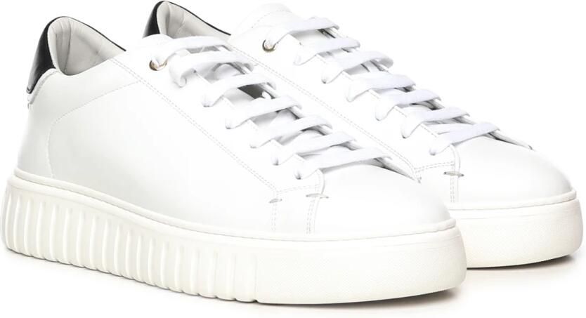 Giuliano Galiano Witte leren sneakers met contrasterende hiel