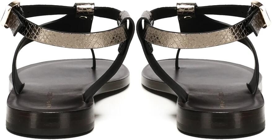 Giuliano Galiano Zwarte Leren Platte Sandalen - Foto 4