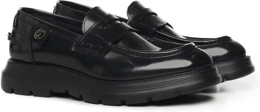 Giuliano Galiano Zwarte leren platte schoenen ronde neus
