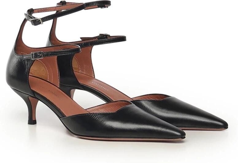 Giuliano Galiano Zwarte Leren Puntige Neus Hakken