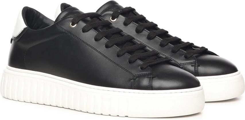 Giuliano Galiano Zwarte leren sneakers met logodetail