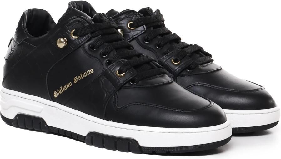 Giuliano Galiano Zwarte Sneakers van Krokodillenleer