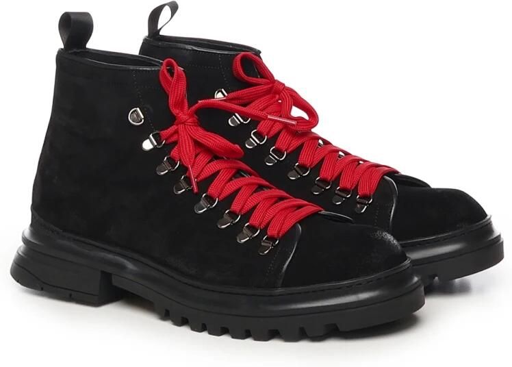 Giuliano Galiano Zwarte Suède Veterschoenen