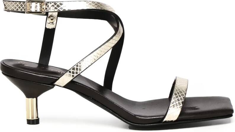 Giuliano Galiano Gouden Leren Sandalen Vierkante Neus
