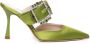 Giuliano Galiano Groene Satijnen Puntige Sandalen met Decoratieve Gesp Green Dames - Thumbnail 1