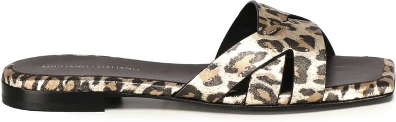 Giuliano Galiano Luipaard Platte Sandalen Made in Italy