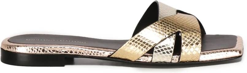 Giuliano Galiano Platina Platte Sandalen Gemaakt in Italië
